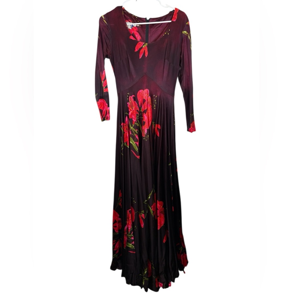 Vintage Miss Rubette Elegant Floral Long Sleeve Maxi Dress Size small